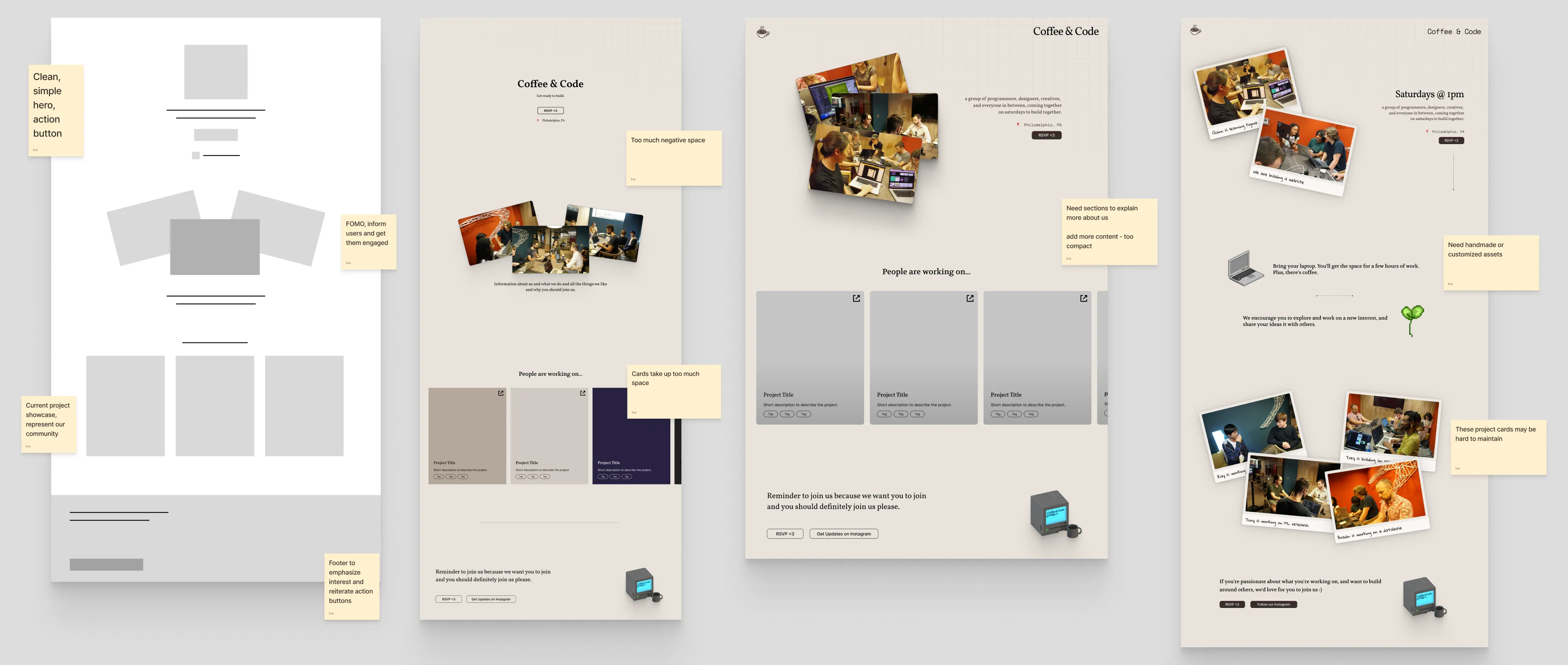 screenshot of site wireframes